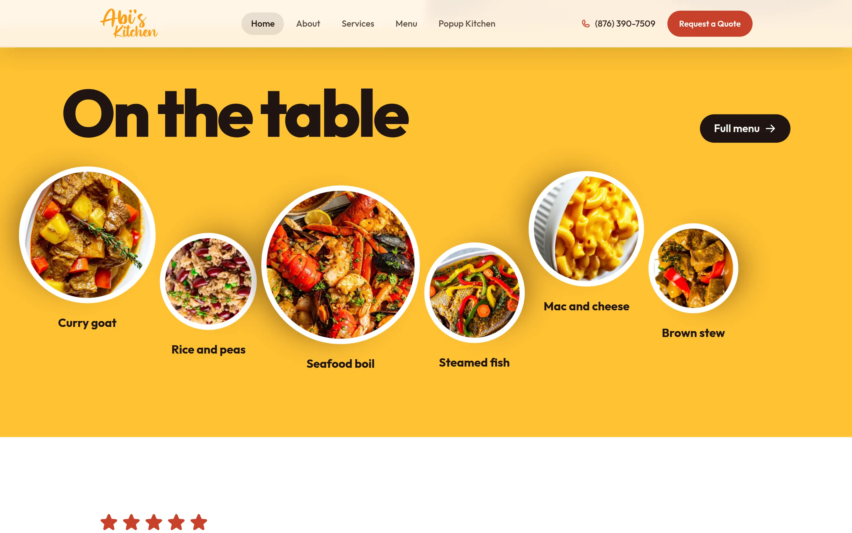 Dishes shown as plates on the home page